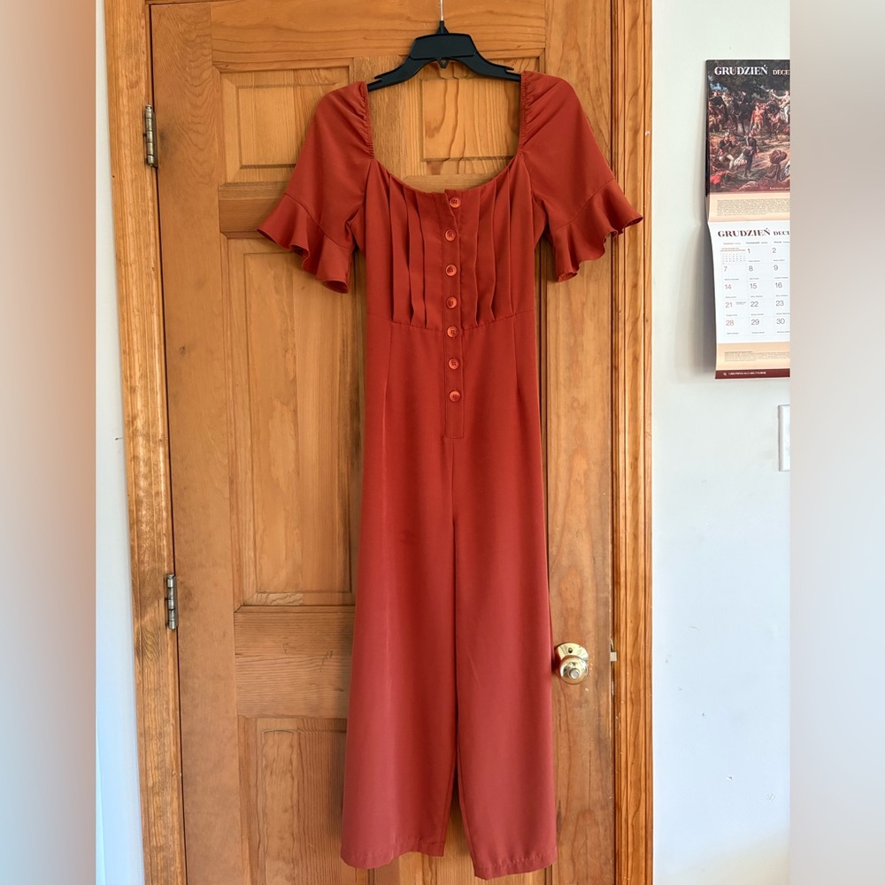 ASOS Terracotta Button-Front Jumpsuit